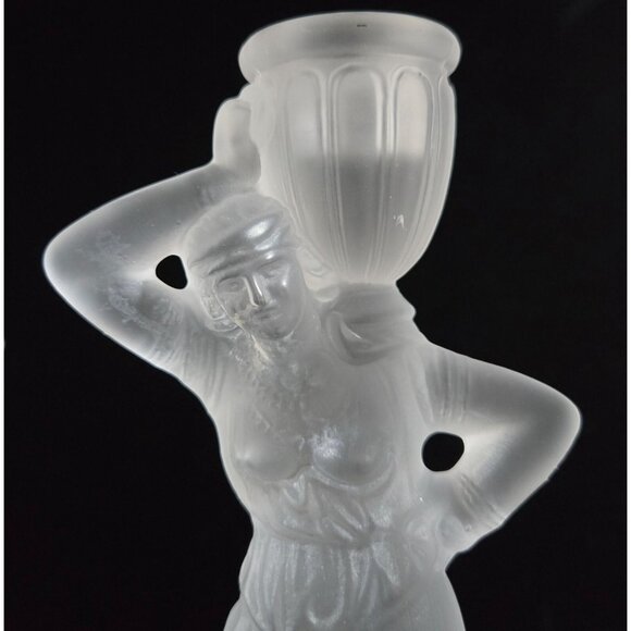 Vintage Fostoria Frosted Glass Figural Candlesticks Rebecca at the Well - Picture 10 of 10